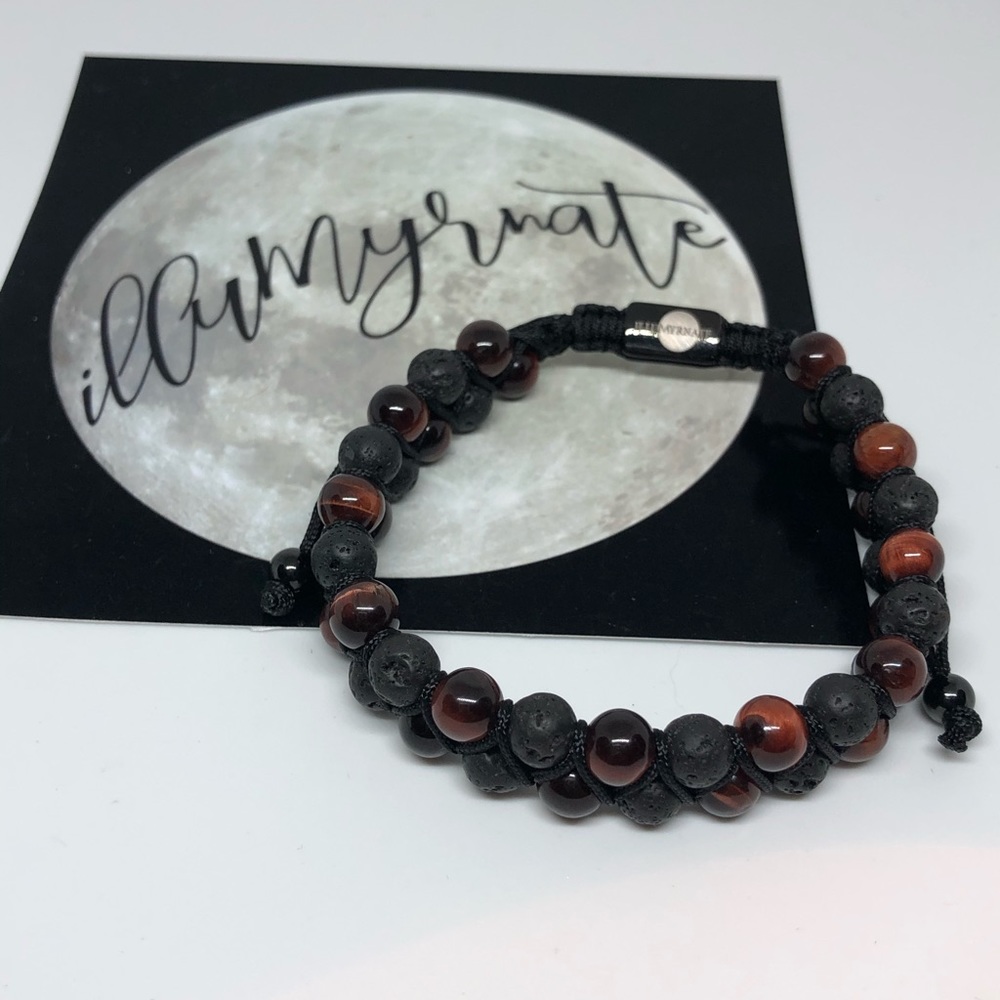 Natural Tigers Eye and Lava Gemstone Bracelet